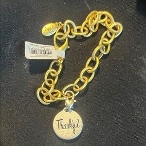 Amanda Blu Gold Chain Bracelet with Inspirational “Thankful” Charm